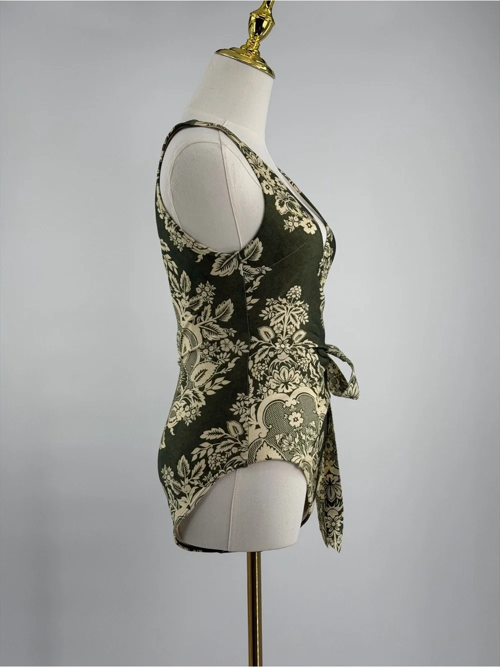 🆕 ZIMMERMANN 🧿 NWT Separates Floral Wrap Tie 1PC - Khaki/Cream - Sz 2 US8